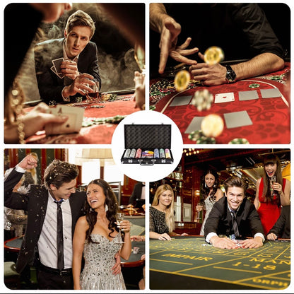 Texas Holdem 300 Chip Poker Set with Aluminium Case, 2 Decks of Cards, Dealer, Small Blind, Big Blind Buttons and 5 Dice