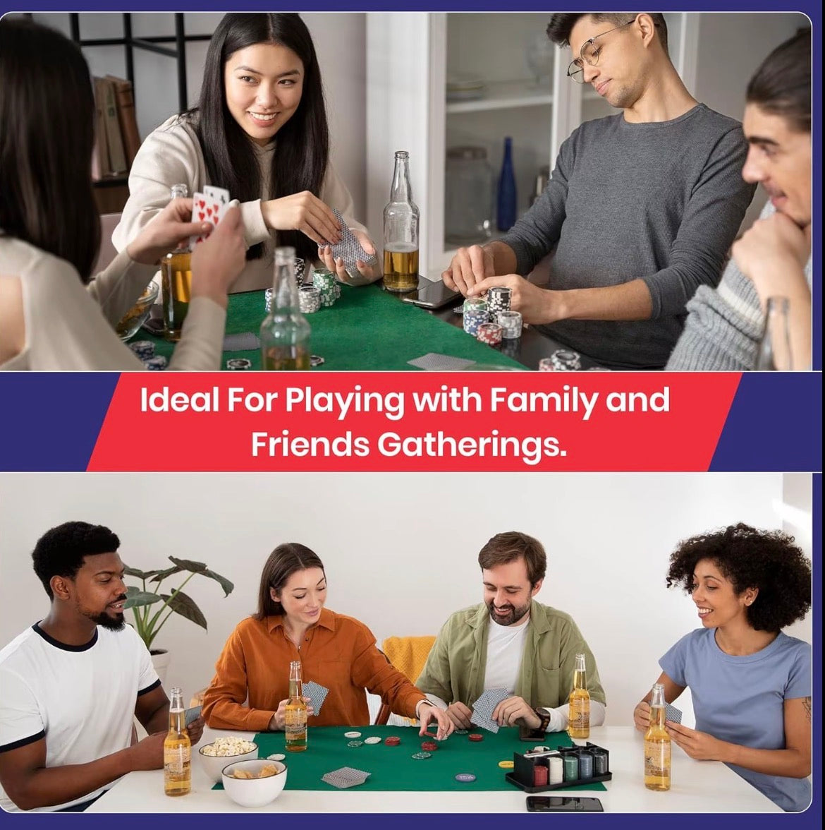 Texas Hold'em 200 Chip Poker Set including Chips, Poker Mat and Deck of Cards