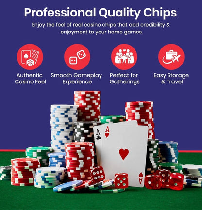Texas Hold'em 200 Chip Poker Set including Chips, Poker Mat and Deck of Cards